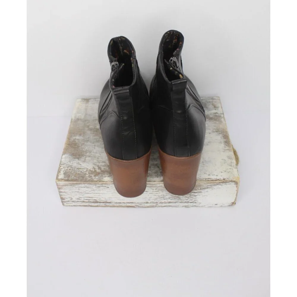 B.O.C. Chelsea Platform Ankle Women's 10 M Faux Black Leather Block Heel‎ Zipper